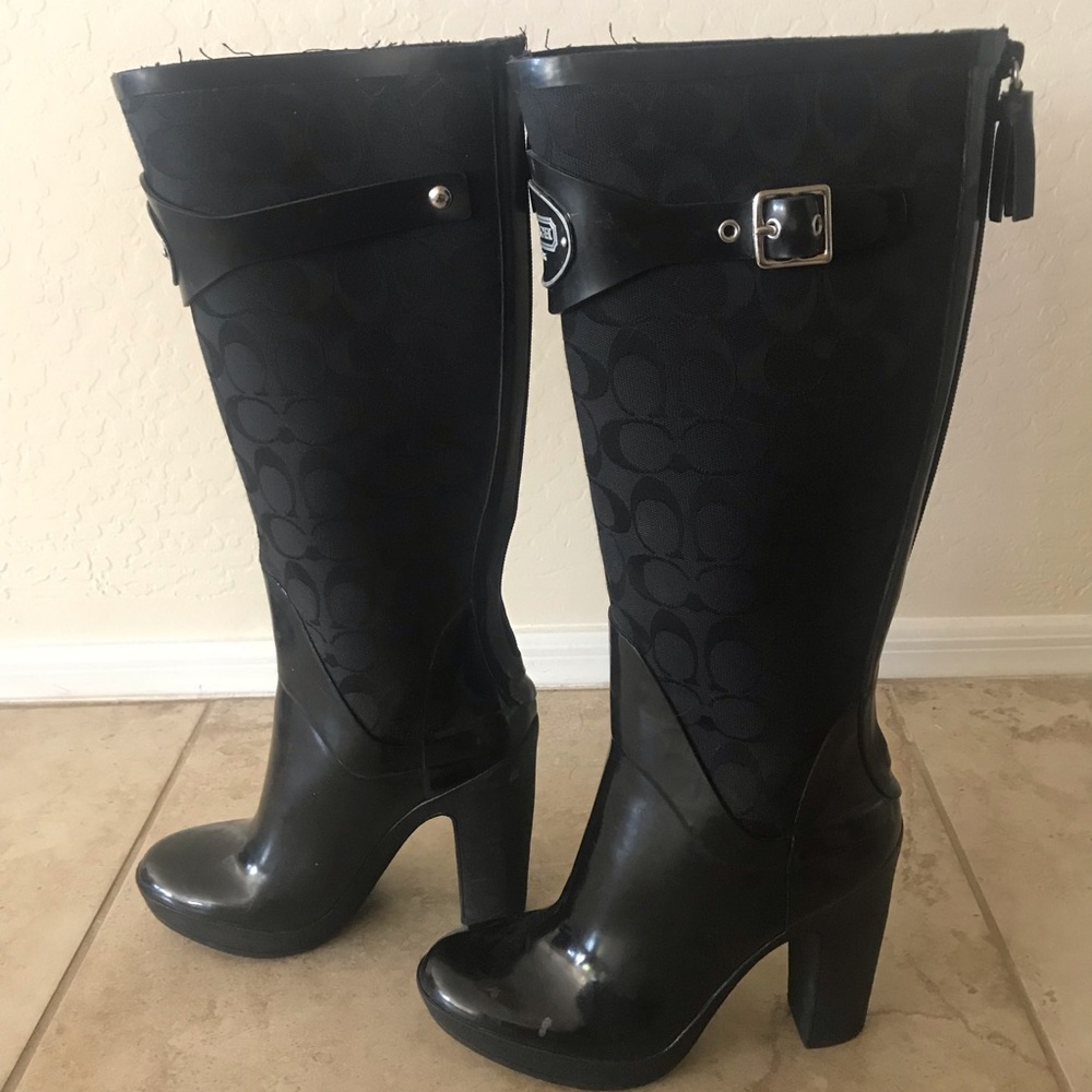 Coach high heel rain boots. Rare!